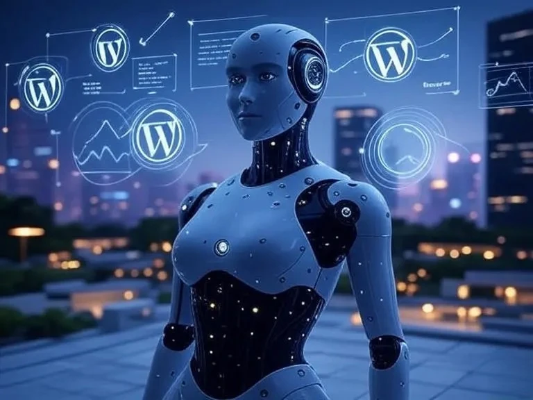 How AI Is Reshaping SEO: Insights from WordPress Guru Pro 1 AI Robot with WordPress Interface Holograms