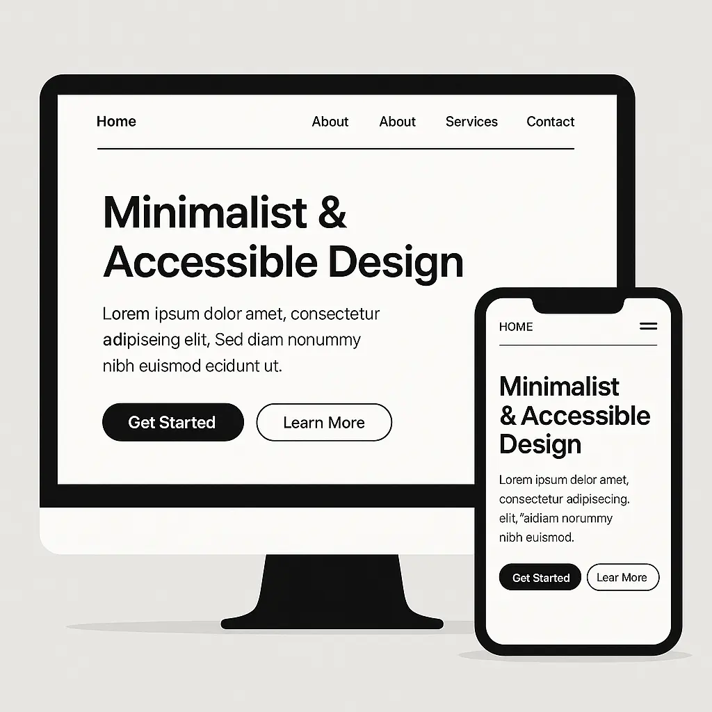 Minimalist WordPress themes with accessible design displayed on desktop and mobile screens
