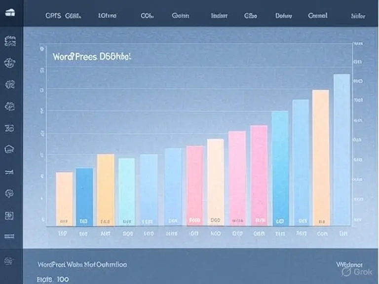 Graph illustrating 2025 Core Web Vitals Optimization metrics for LCP, INP, and CLS on a WordPress dashboard.
