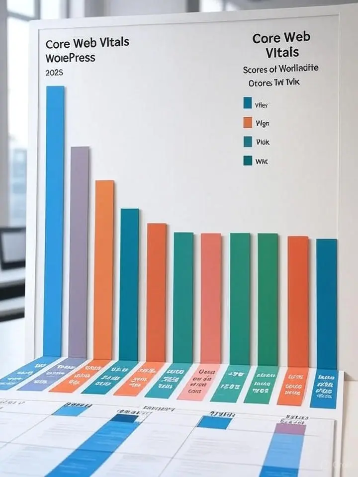 Bar chart comparing Core Web Vitals Comparison scores of WordPress, Duda, Shopify, and Wix for 2025.