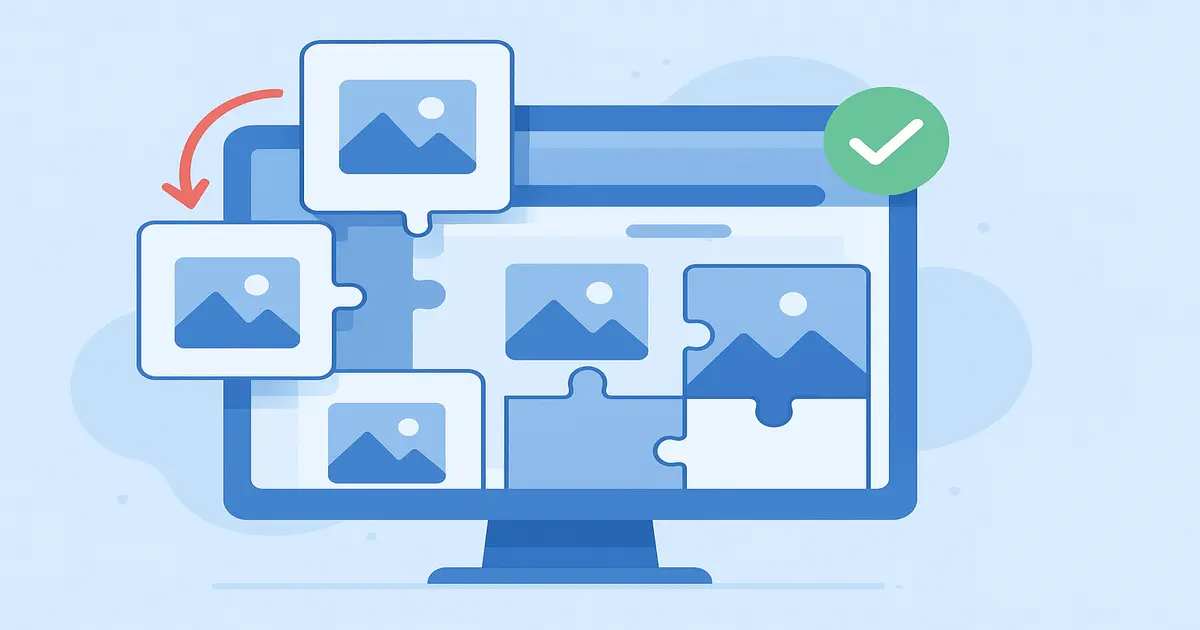 Illustration showing how to reduce Cumulative Layout Shift (CLS) by fixing image dimensions on a WordPress website.