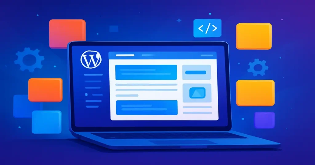 Future of WordPress Themes: Are Block Themes the Next Big Thing? 1 Illustration of block themes in WordPress block editor, showcasing block-based design and the future of WordPress development.
